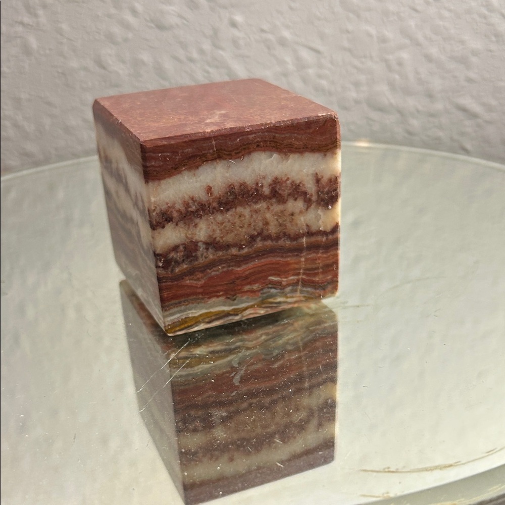 Natural Striped Stone Cube Decor Paperweight, Dark Academia